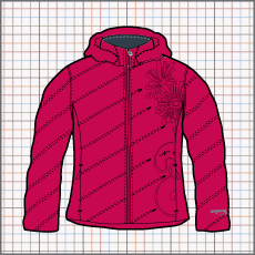 nordica apparel, line drawing, womens, ski outerwear, ski clothing