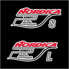 nordica apparel, trim detail, heat transfer label, ski outerwear, ski clothing