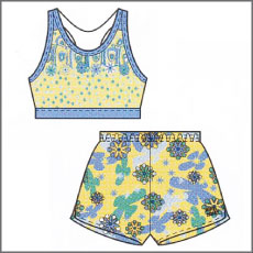 moving comfort, sports apparel, clothing, quality design to production, bra, shorts, line drawing