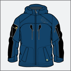 nordica apparel, line drawing, mens, ski outerwear, ski clothing