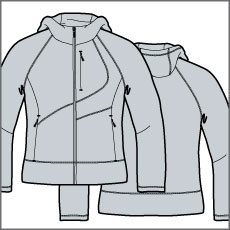 nordica apparel, line drawing, womens, ski outerwear, ski clothing
